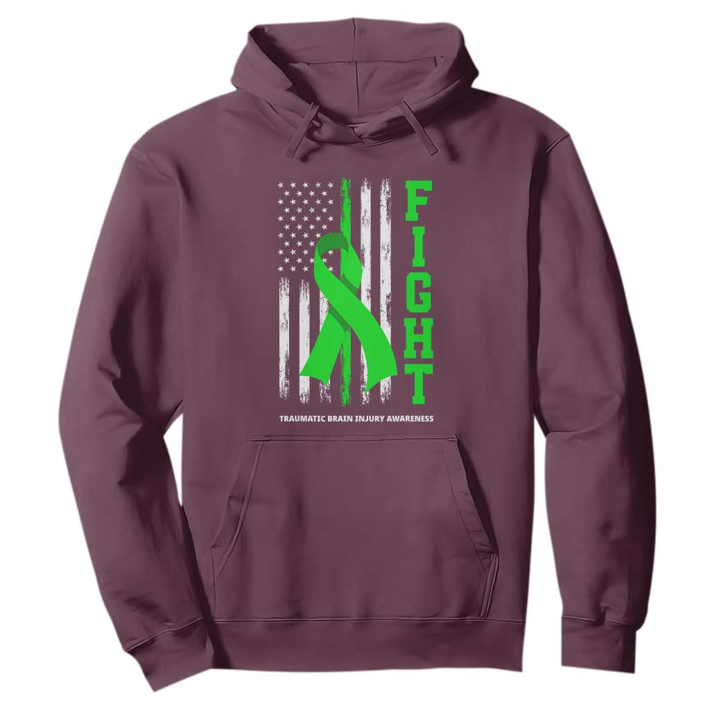 Traumatic Brain Injury Support Hoodie Fight TBI American US Flag