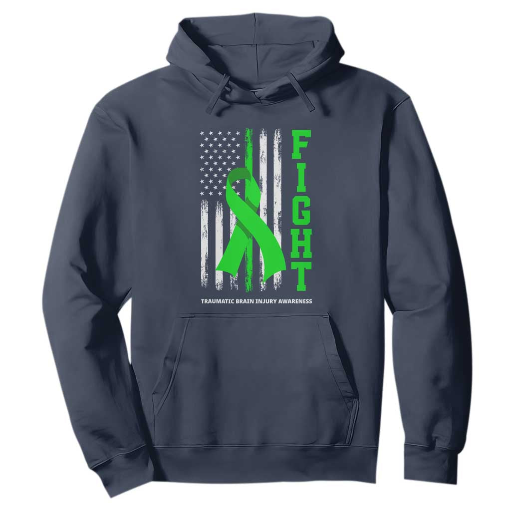Traumatic Brain Injury Support Hoodie Fight TBI American US Flag