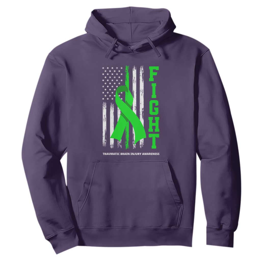 Traumatic Brain Injury Support Hoodie Fight TBI American US Flag
