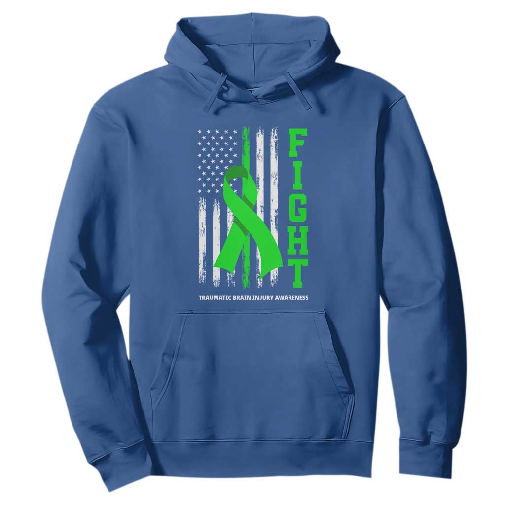 Traumatic Brain Injury Support Hoodie Fight TBI American US Flag