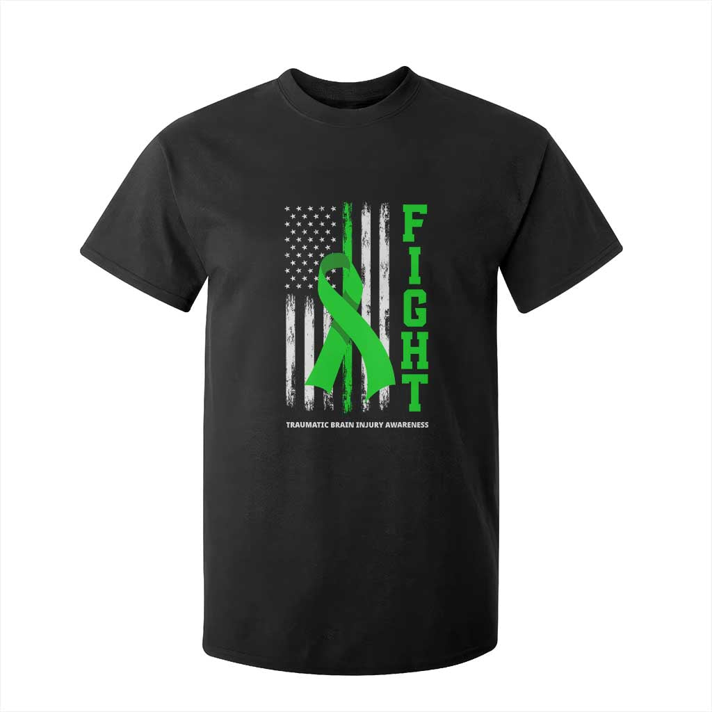 Traumatic Brain Injury Support T Shirt For Kid Fight TBI American US Flag