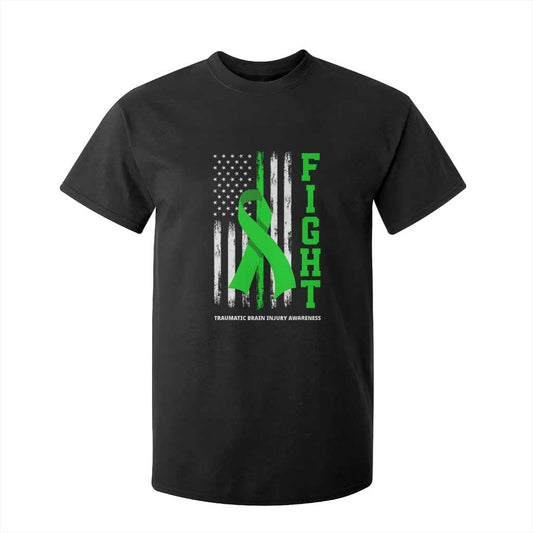 Traumatic Brain Injury Support T Shirt For Kid Fight TBI American US Flag