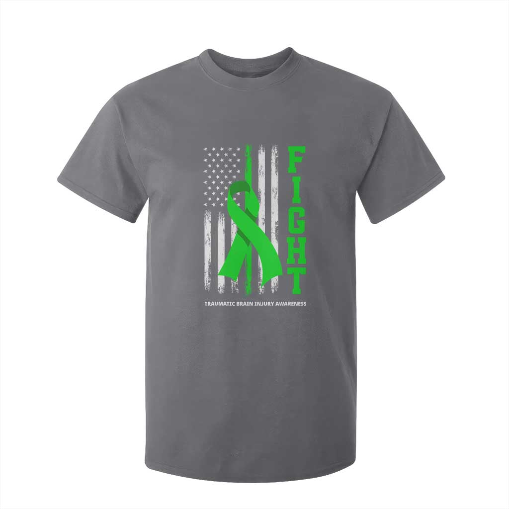 Traumatic Brain Injury Support T Shirt For Kid Fight TBI American US Flag