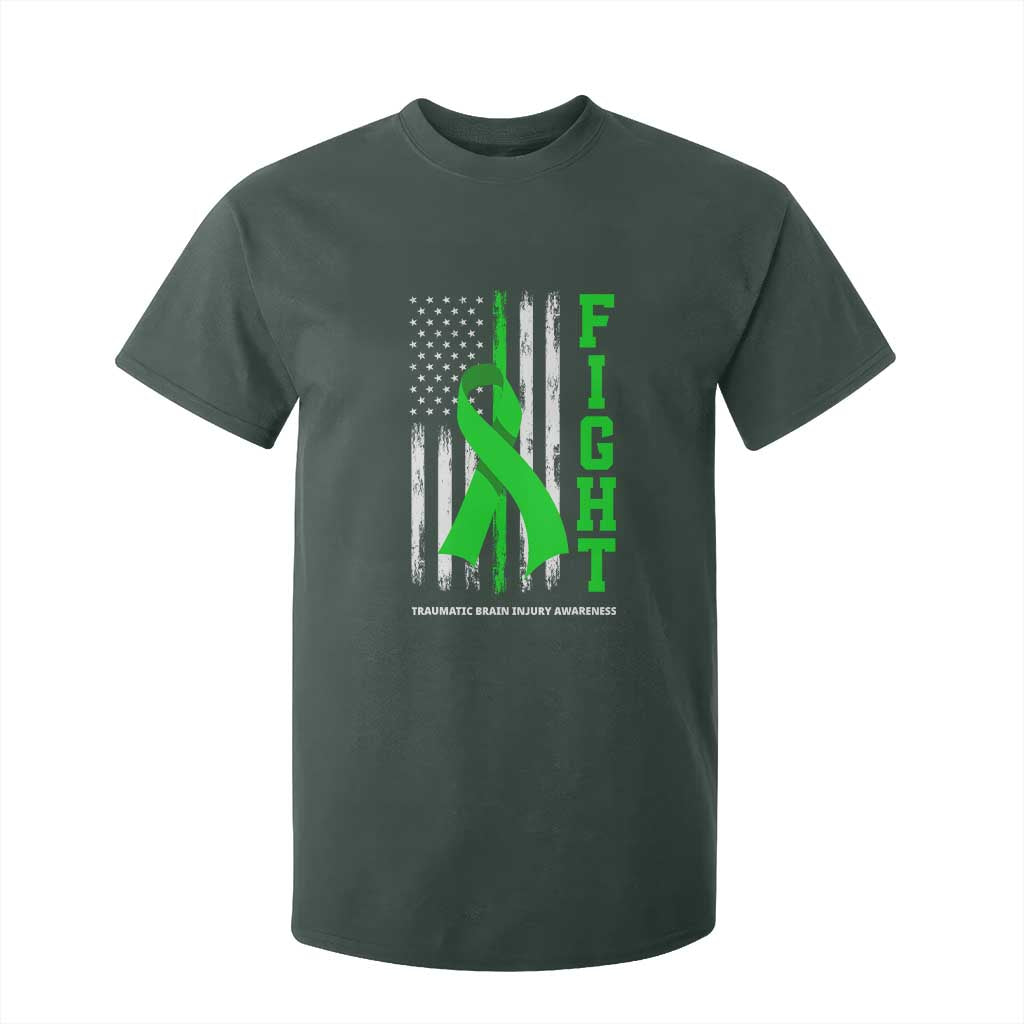 Traumatic Brain Injury Support T Shirt For Kid Fight TBI American US Flag