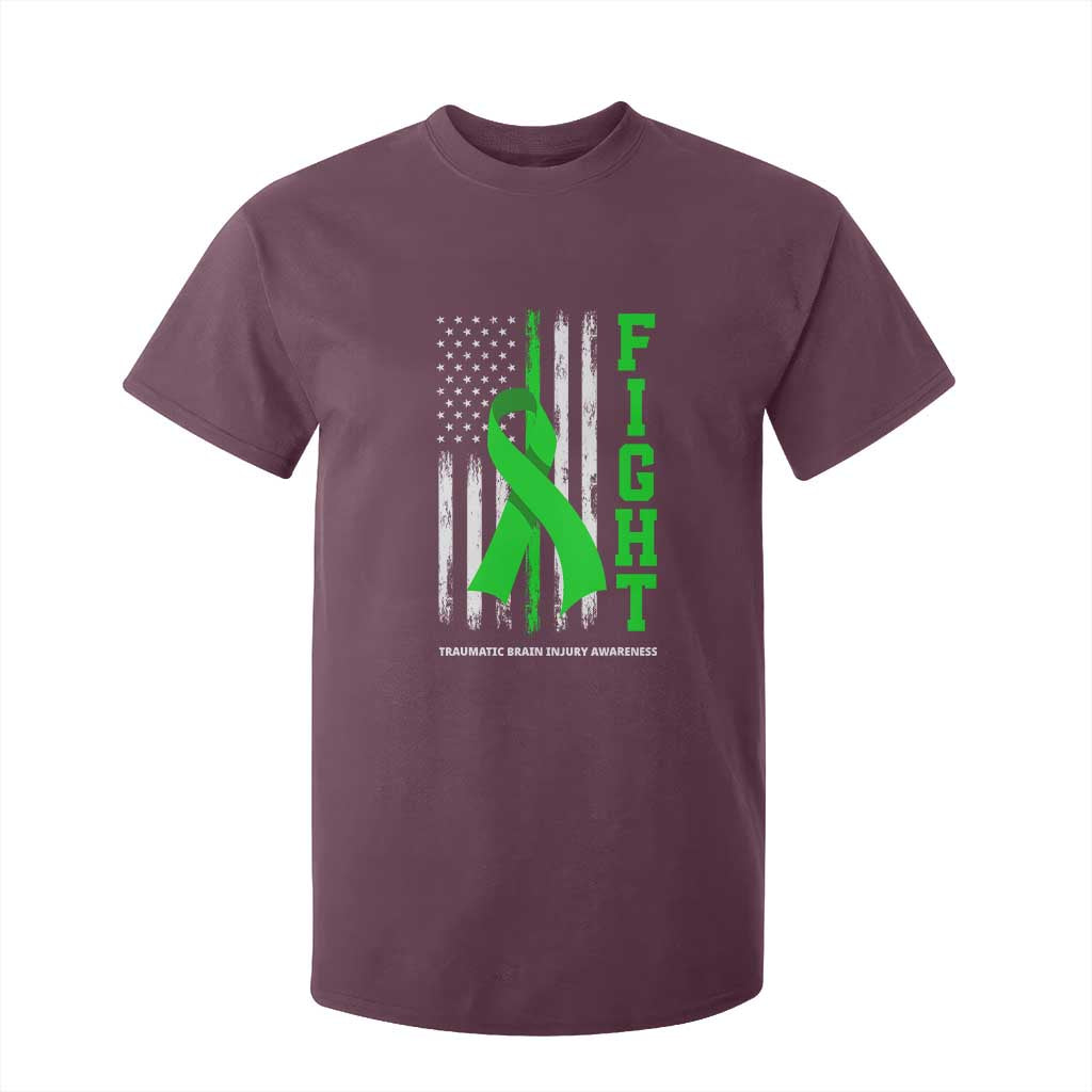 Traumatic Brain Injury Support T Shirt For Kid Fight TBI American US Flag