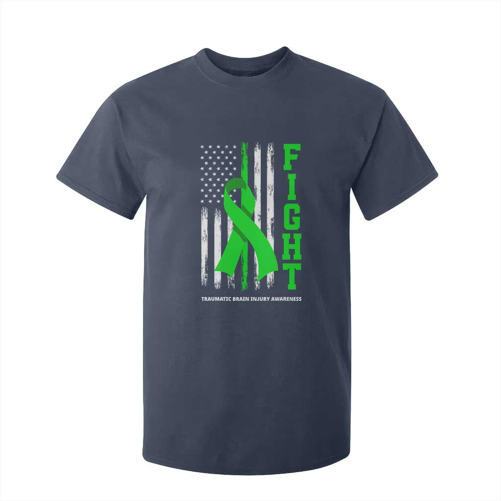 Traumatic Brain Injury Support T Shirt For Kid Fight TBI American US Flag