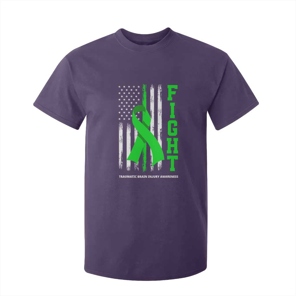 Traumatic Brain Injury Support T Shirt For Kid Fight TBI American US Flag