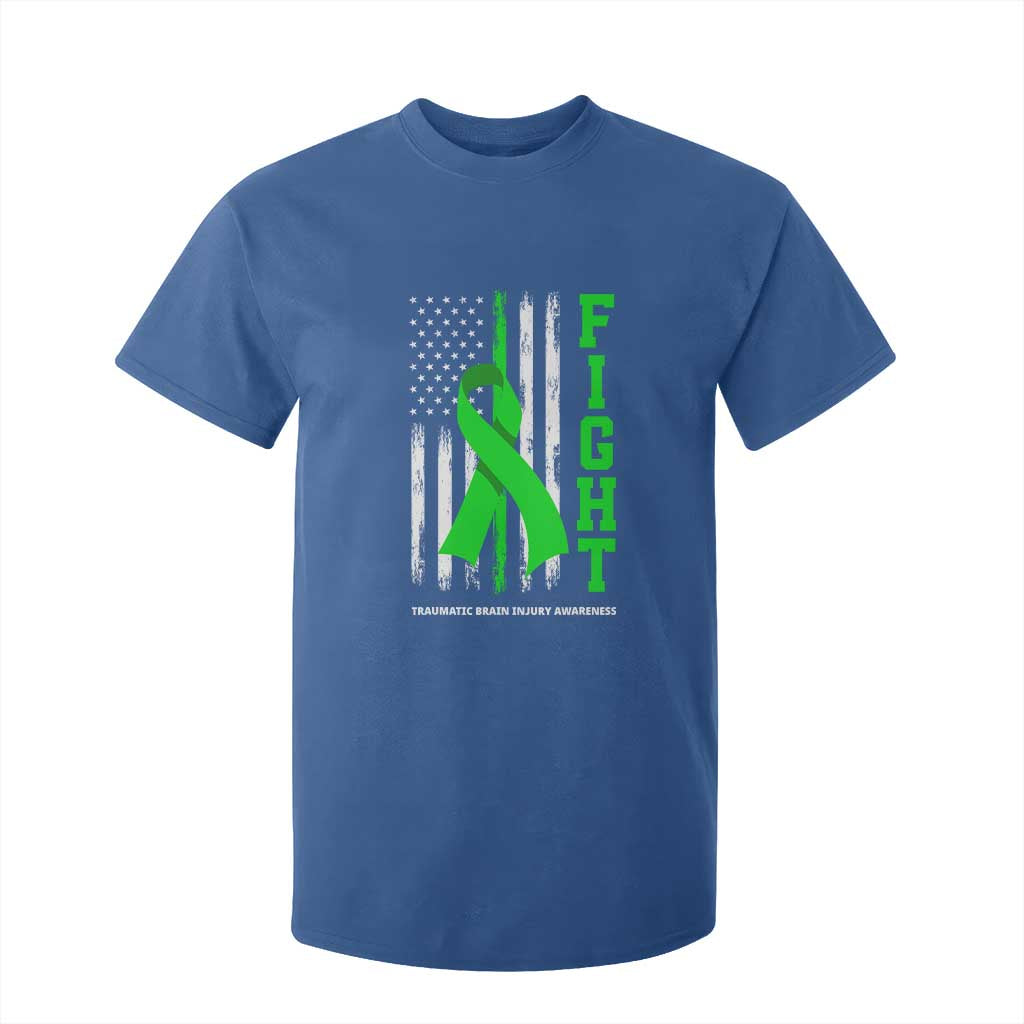 Traumatic Brain Injury Support T Shirt For Kid Fight TBI American US Flag