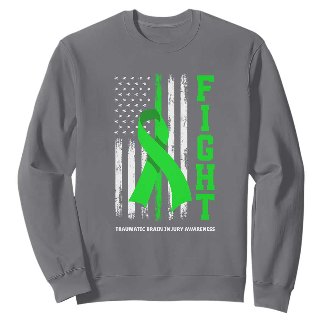 Traumatic Brain Injury Support Sweatshirt Fight TBI American US Flag
