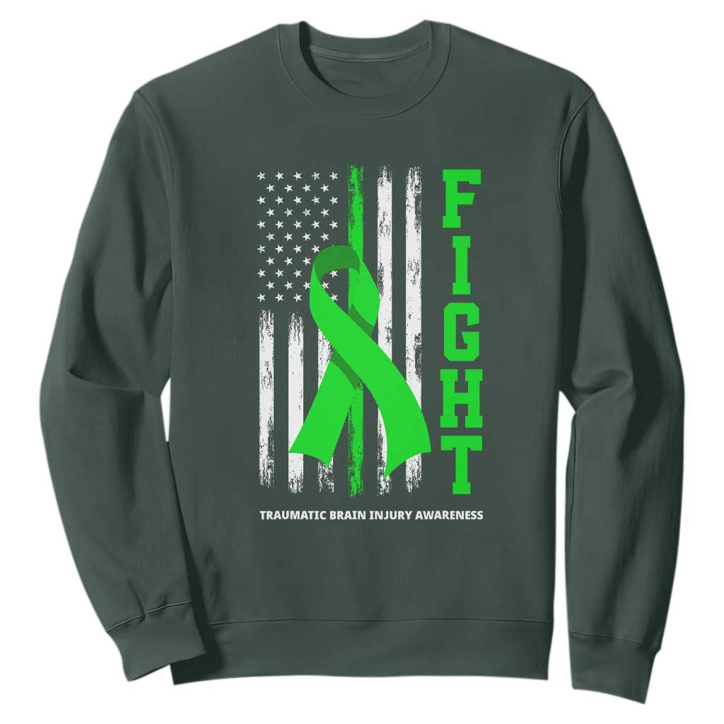 Traumatic Brain Injury Support Sweatshirt Fight TBI American US Flag