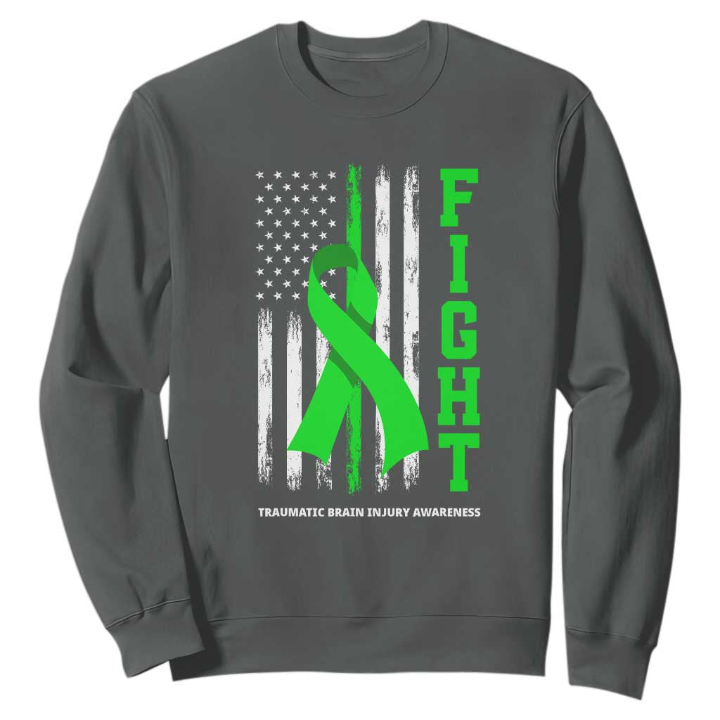Traumatic Brain Injury Support Sweatshirt Fight TBI American US Flag