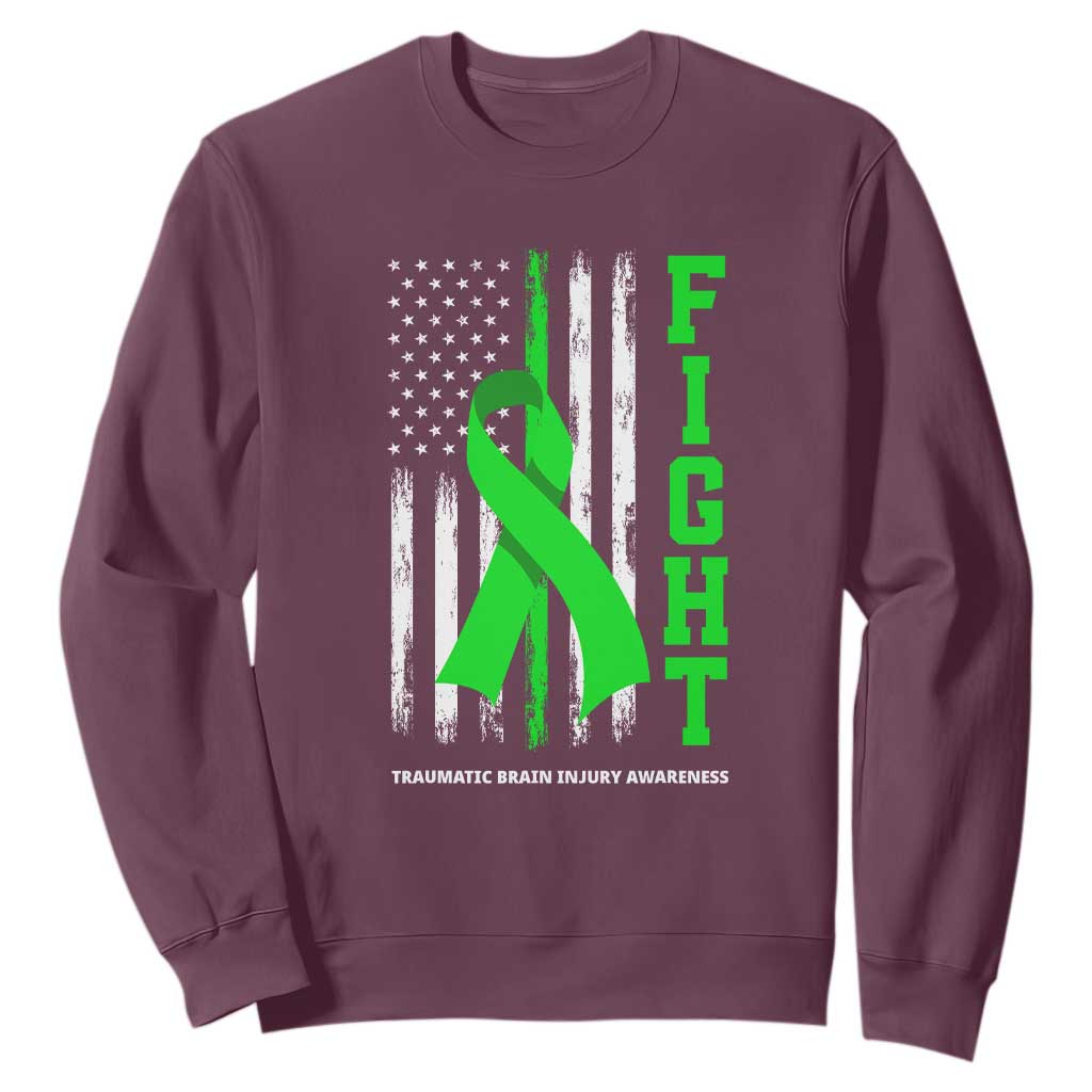 Traumatic Brain Injury Support Sweatshirt Fight TBI American US Flag
