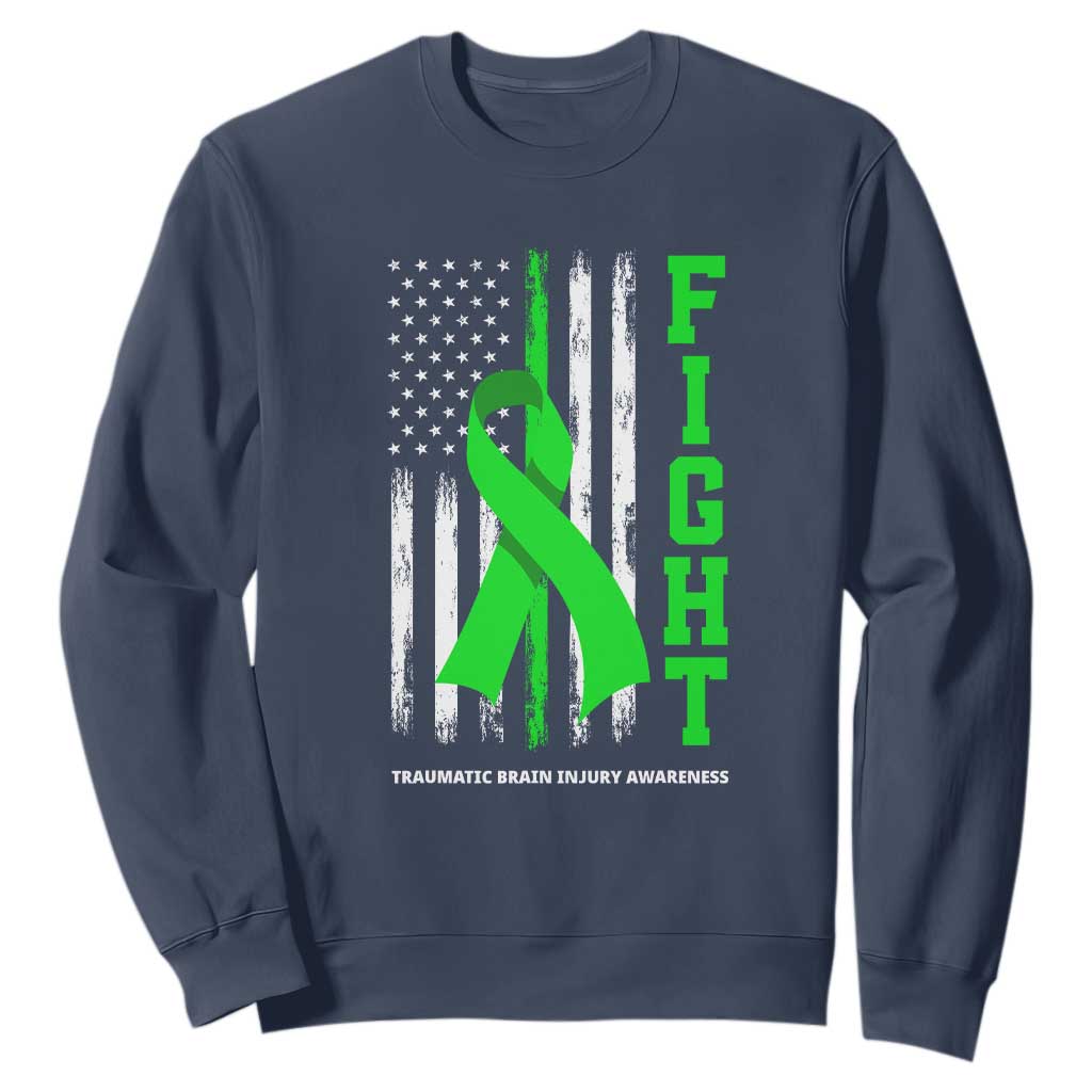 Traumatic Brain Injury Support Sweatshirt Fight TBI American US Flag
