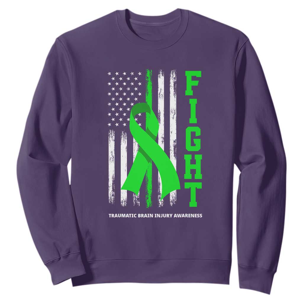 Traumatic Brain Injury Support Sweatshirt Fight TBI American US Flag