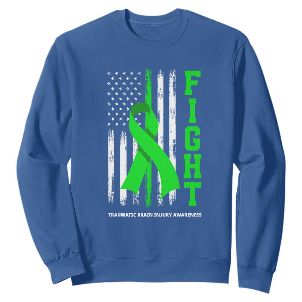 Traumatic Brain Injury Support Sweatshirt Fight TBI American US Flag