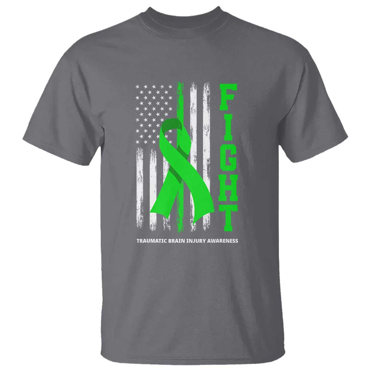 Traumatic Brain Injury Support T Shirt Fight TBI American US Flag