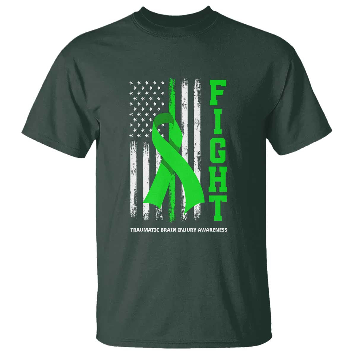 Traumatic Brain Injury Support T Shirt Fight TBI American US Flag