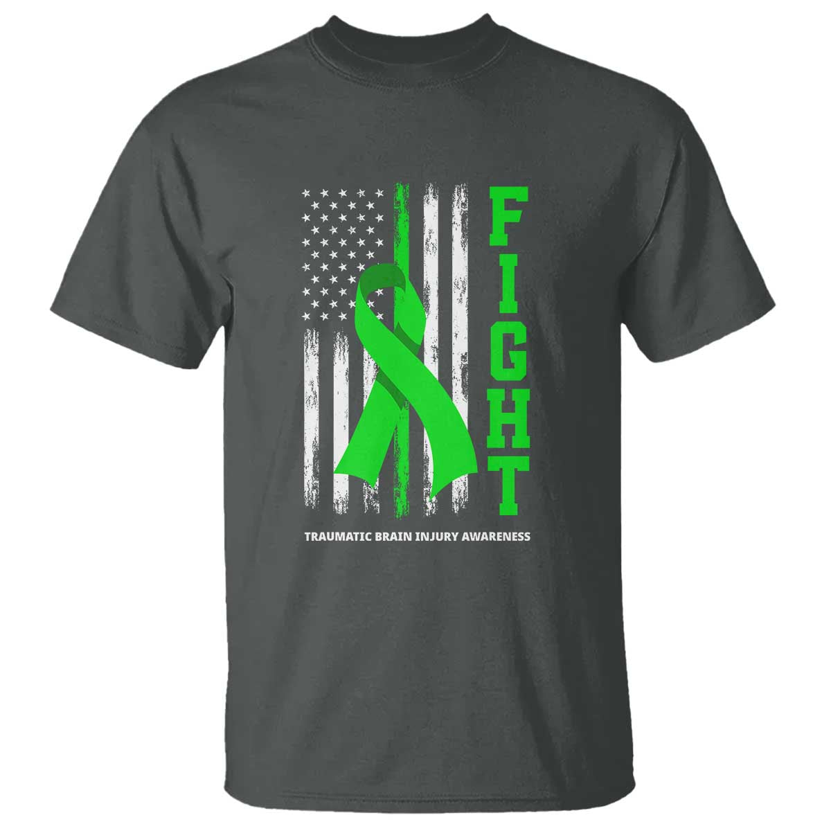Traumatic Brain Injury Support T Shirt Fight TBI American US Flag