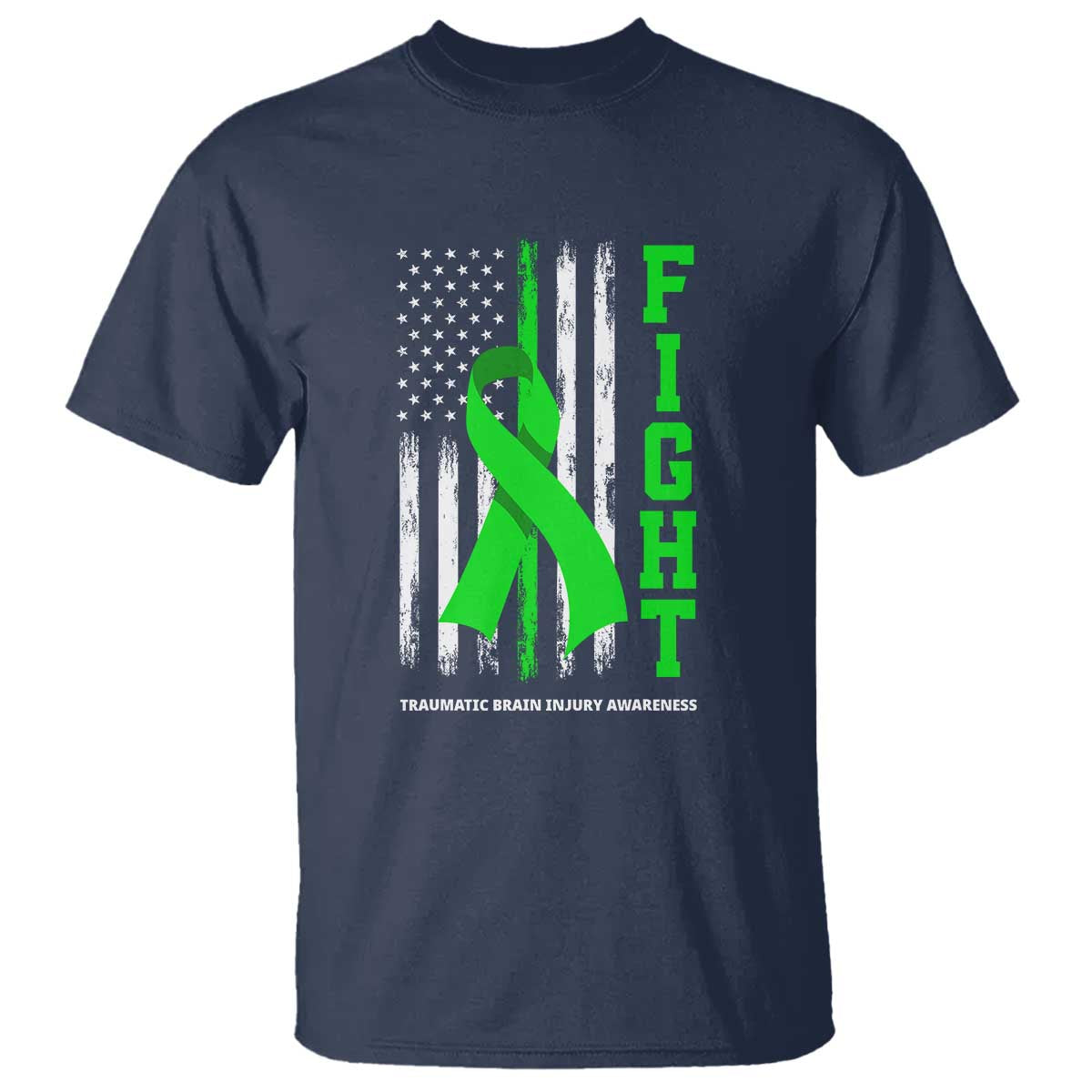 Traumatic Brain Injury Support T Shirt Fight TBI American US Flag