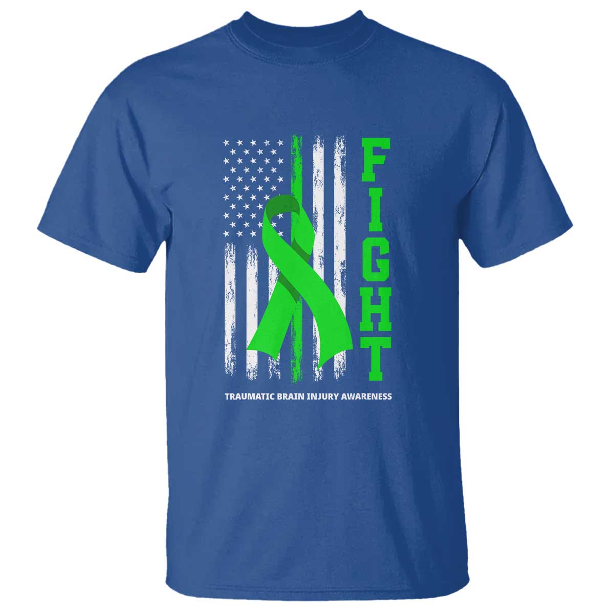 Traumatic Brain Injury Support T Shirt Fight TBI American US Flag
