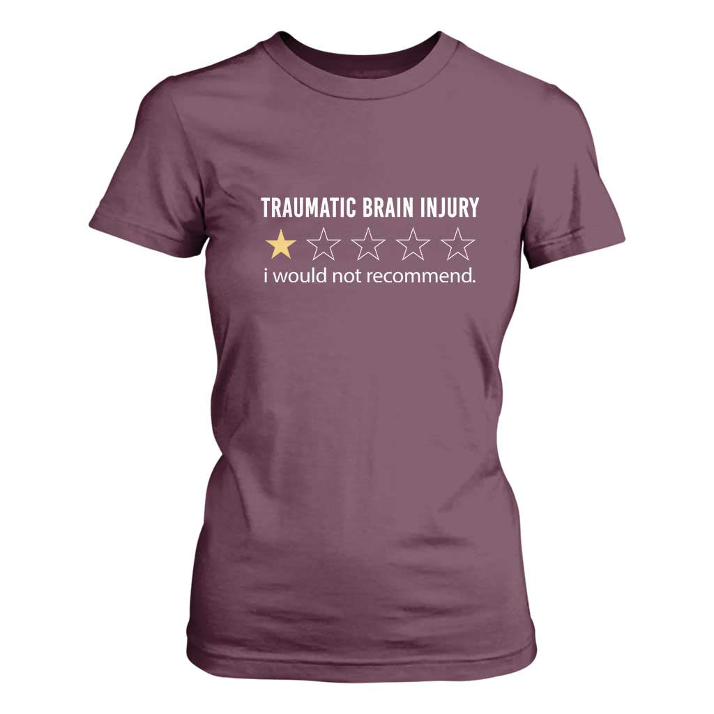 Traumatic Brain Injury Support T Shirt For Women I Would Not Recommend TBI Warrior