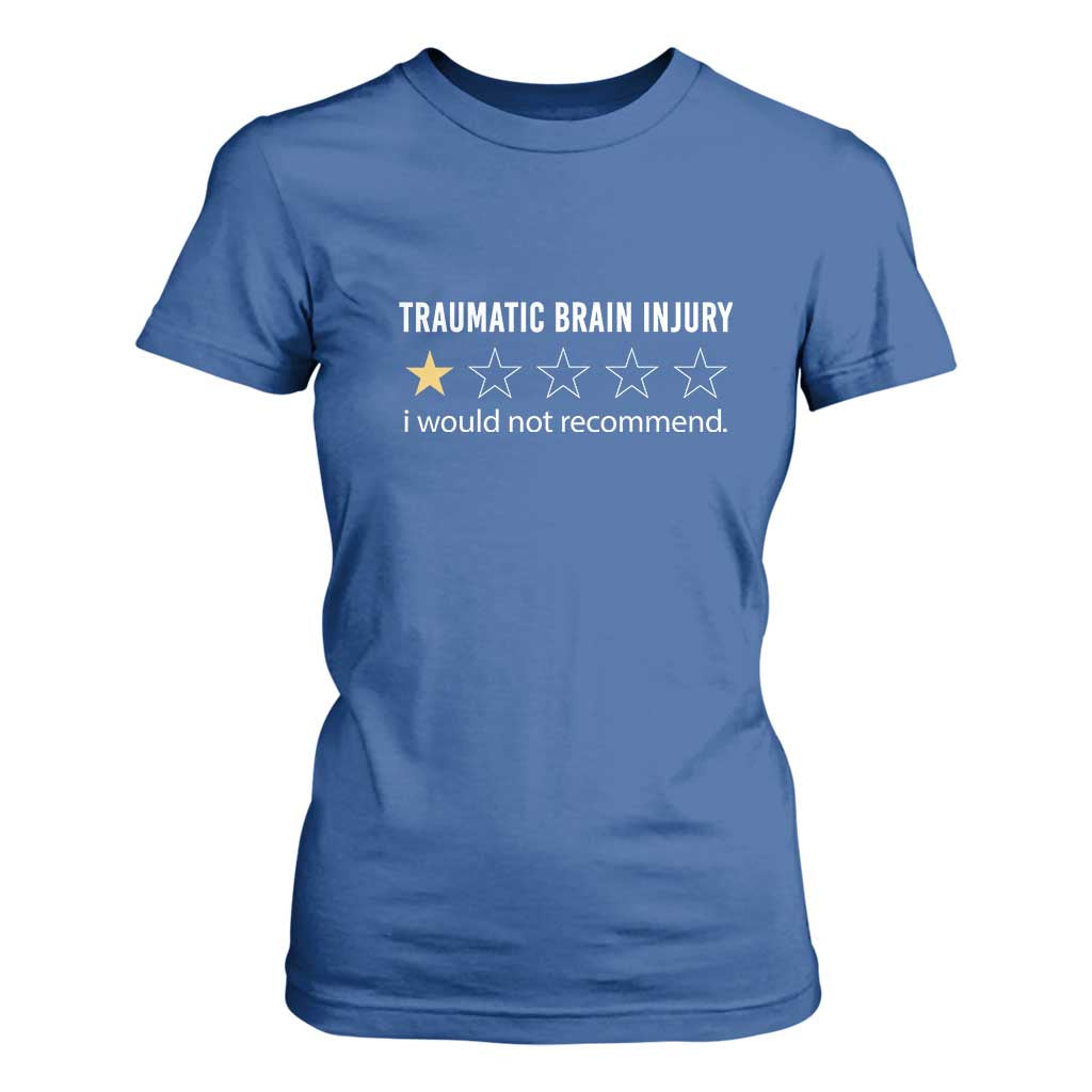 Traumatic Brain Injury Support T Shirt For Women I Would Not Recommend TBI Warrior
