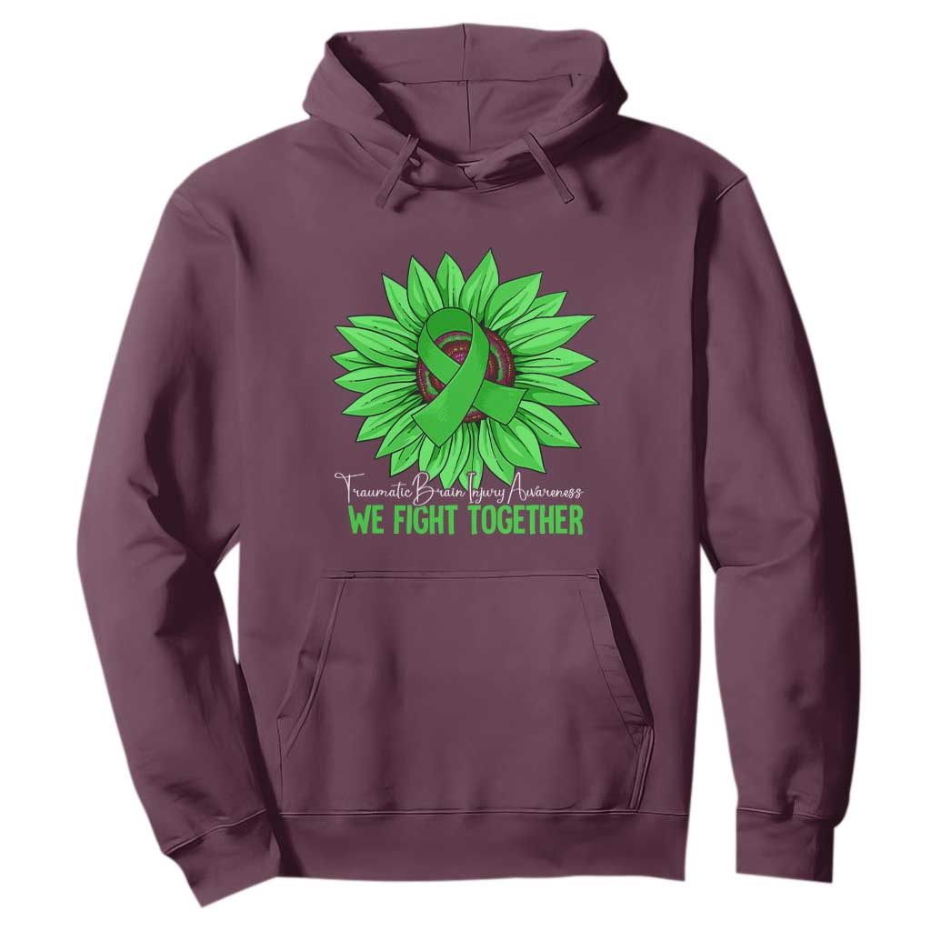 Traumatic Brain Injury Support Hoodie TBI We Fight Together Green Sunflower