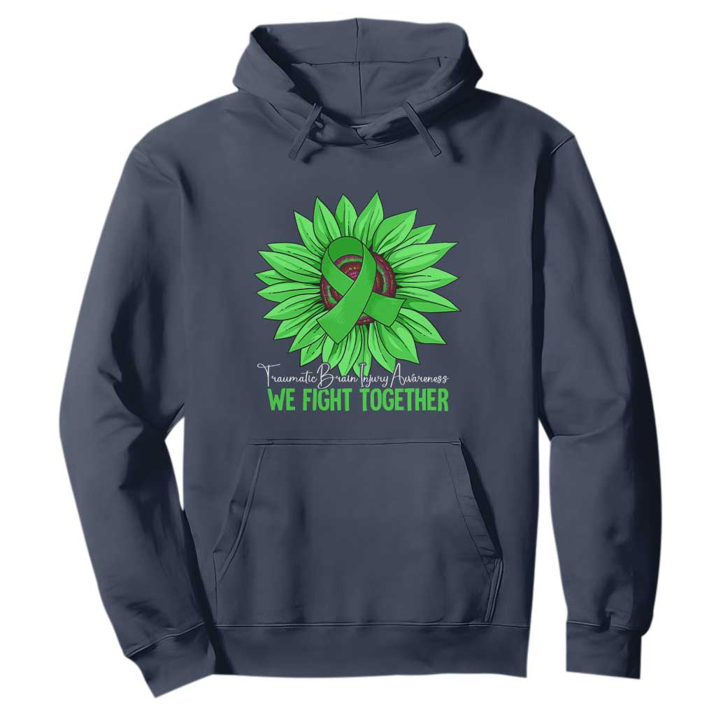 Traumatic Brain Injury Support Hoodie TBI We Fight Together Green Sunflower