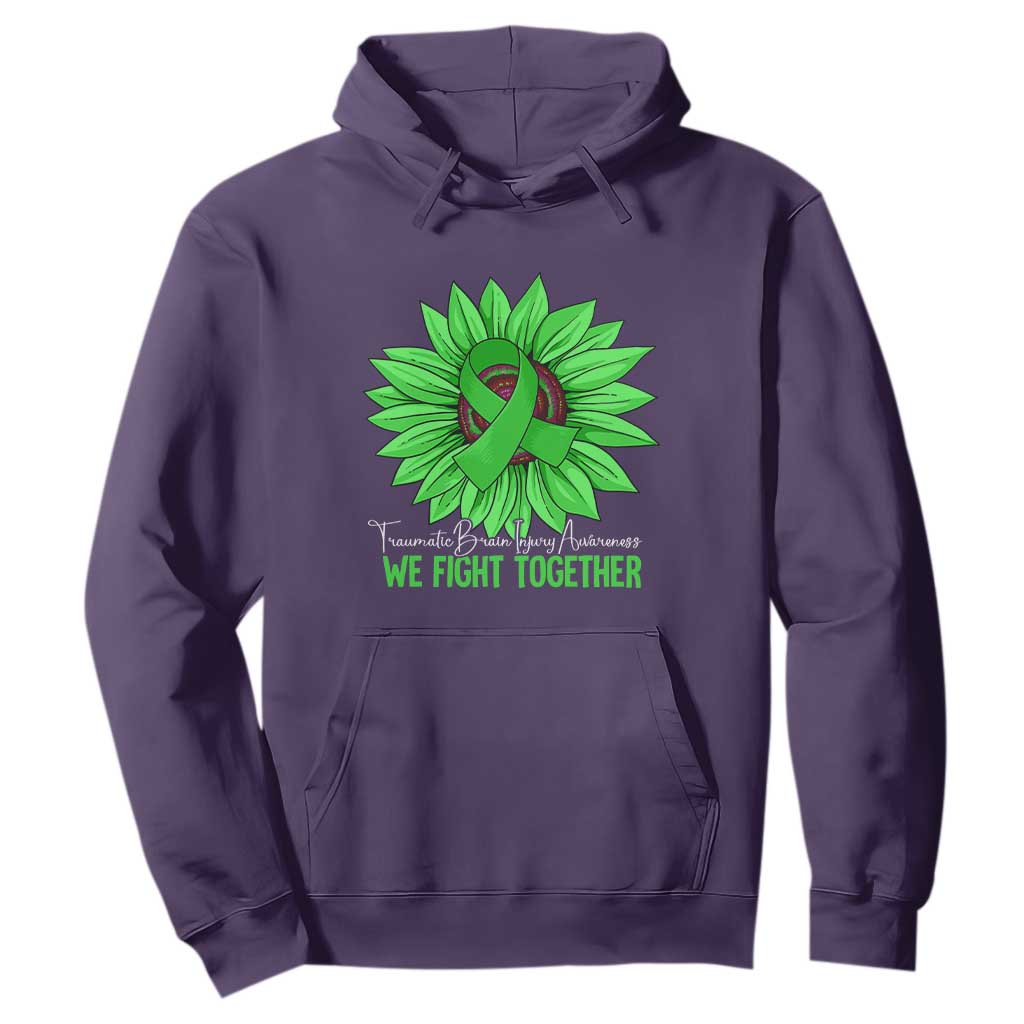 Traumatic Brain Injury Support Hoodie TBI We Fight Together Green Sunflower