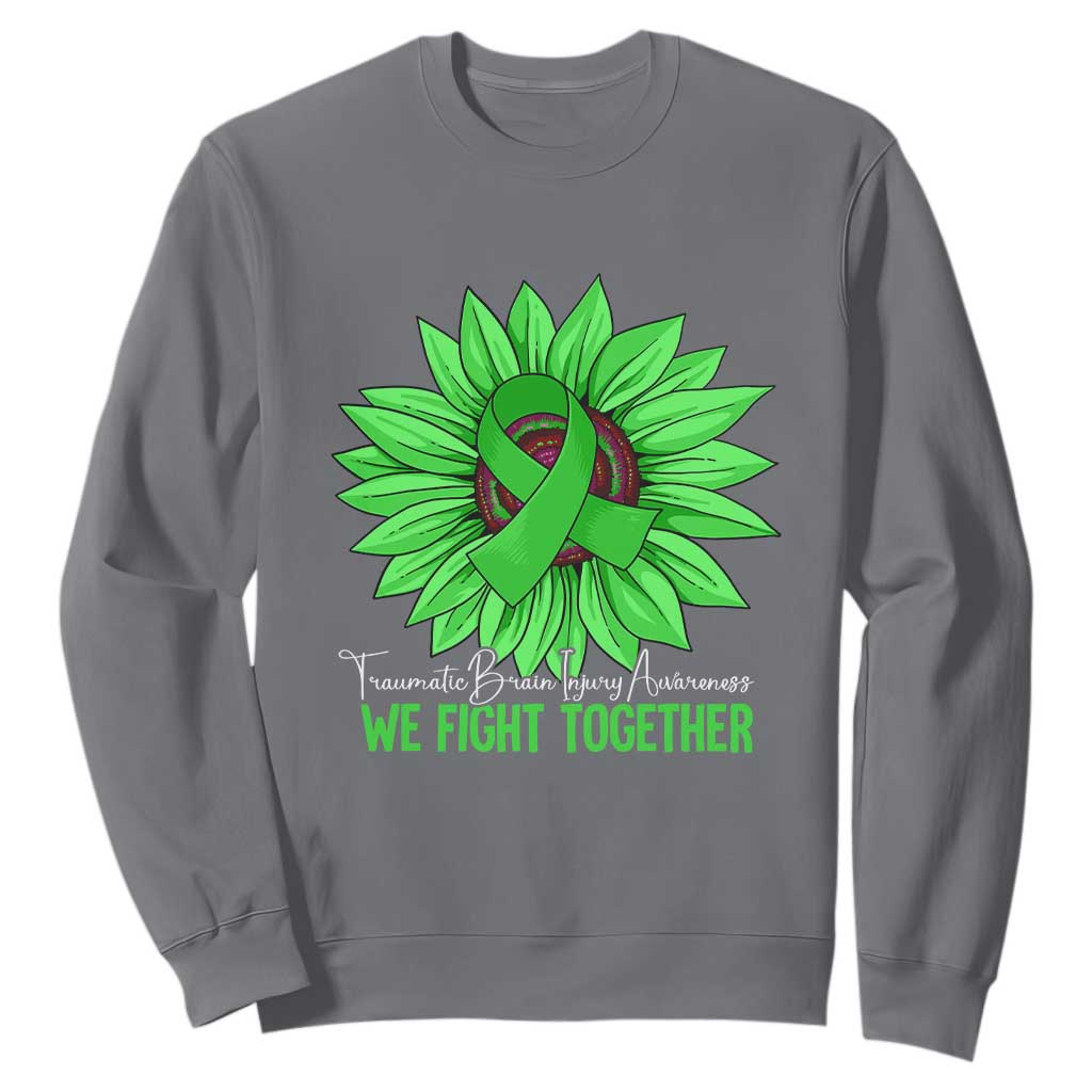 Traumatic Brain Injury Support Sweatshirt TBI We Fight Together Green Sunflower