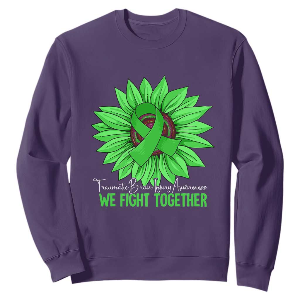 Traumatic Brain Injury Support Sweatshirt TBI We Fight Together Green Sunflower