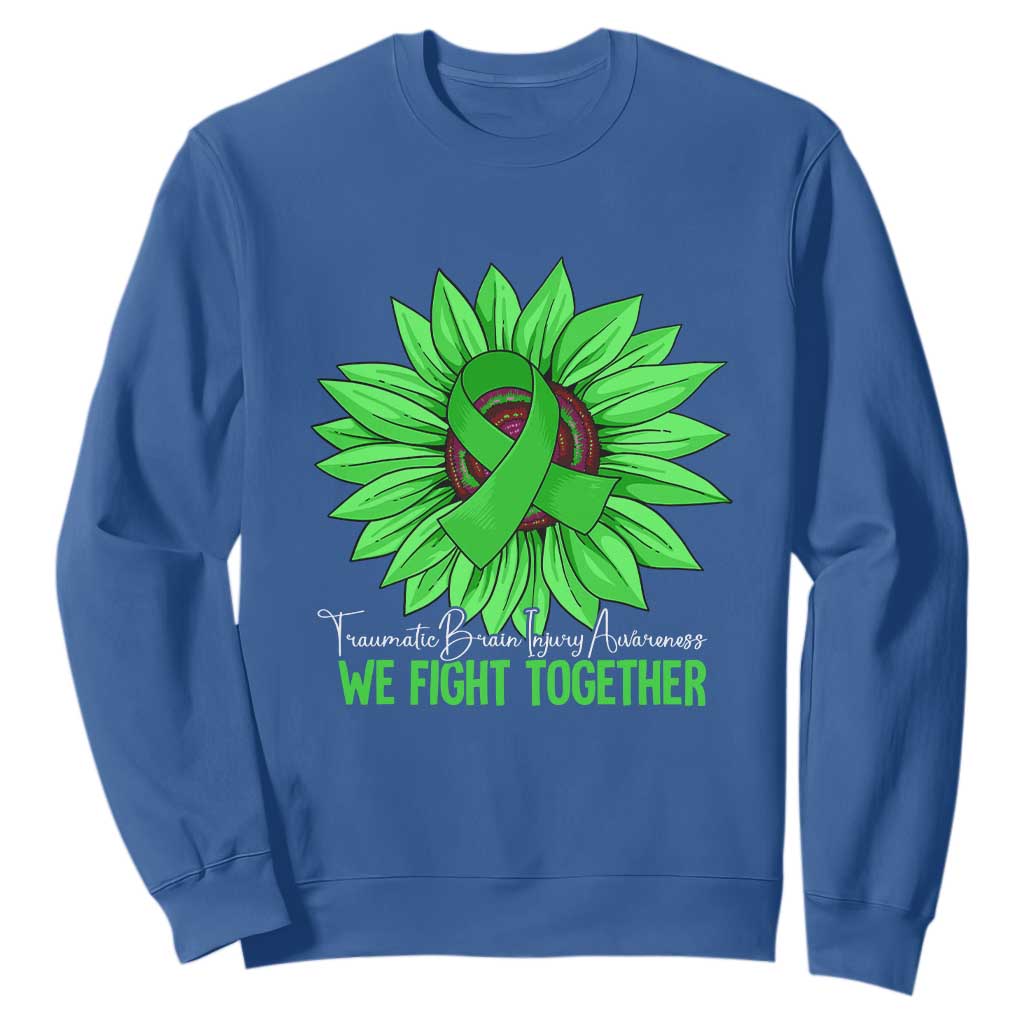 Traumatic Brain Injury Support Sweatshirt TBI We Fight Together Green Sunflower