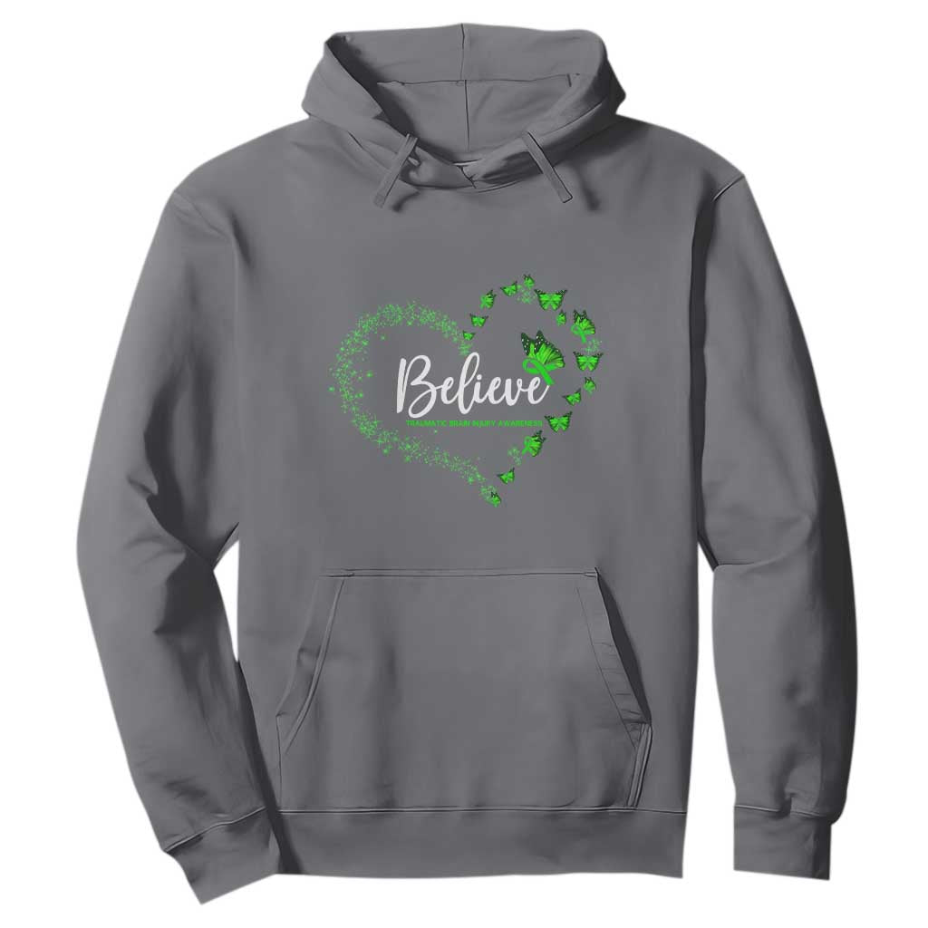 Traumatic Brain Injury Support Hoodie TBI Believe Butterflies