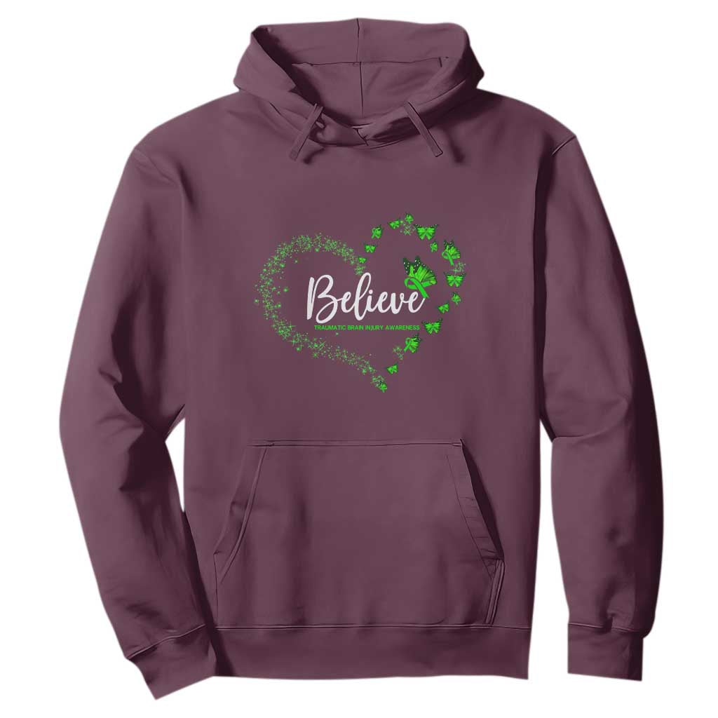 Traumatic Brain Injury Support Hoodie TBI Believe Butterflies
