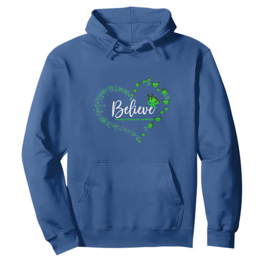 Traumatic Brain Injury Support Hoodie TBI Believe Butterflies