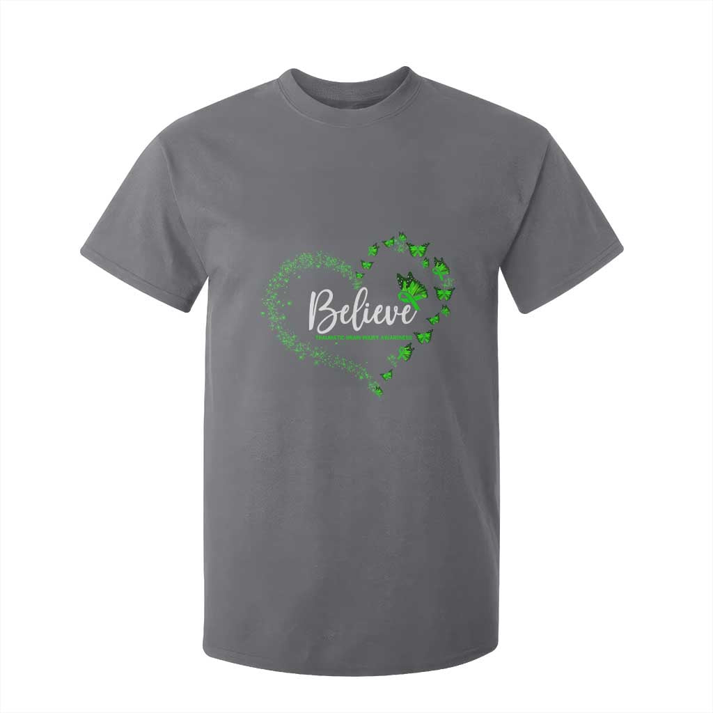 Traumatic Brain Injury Support T Shirt For Kid TBI Believe Butterflies