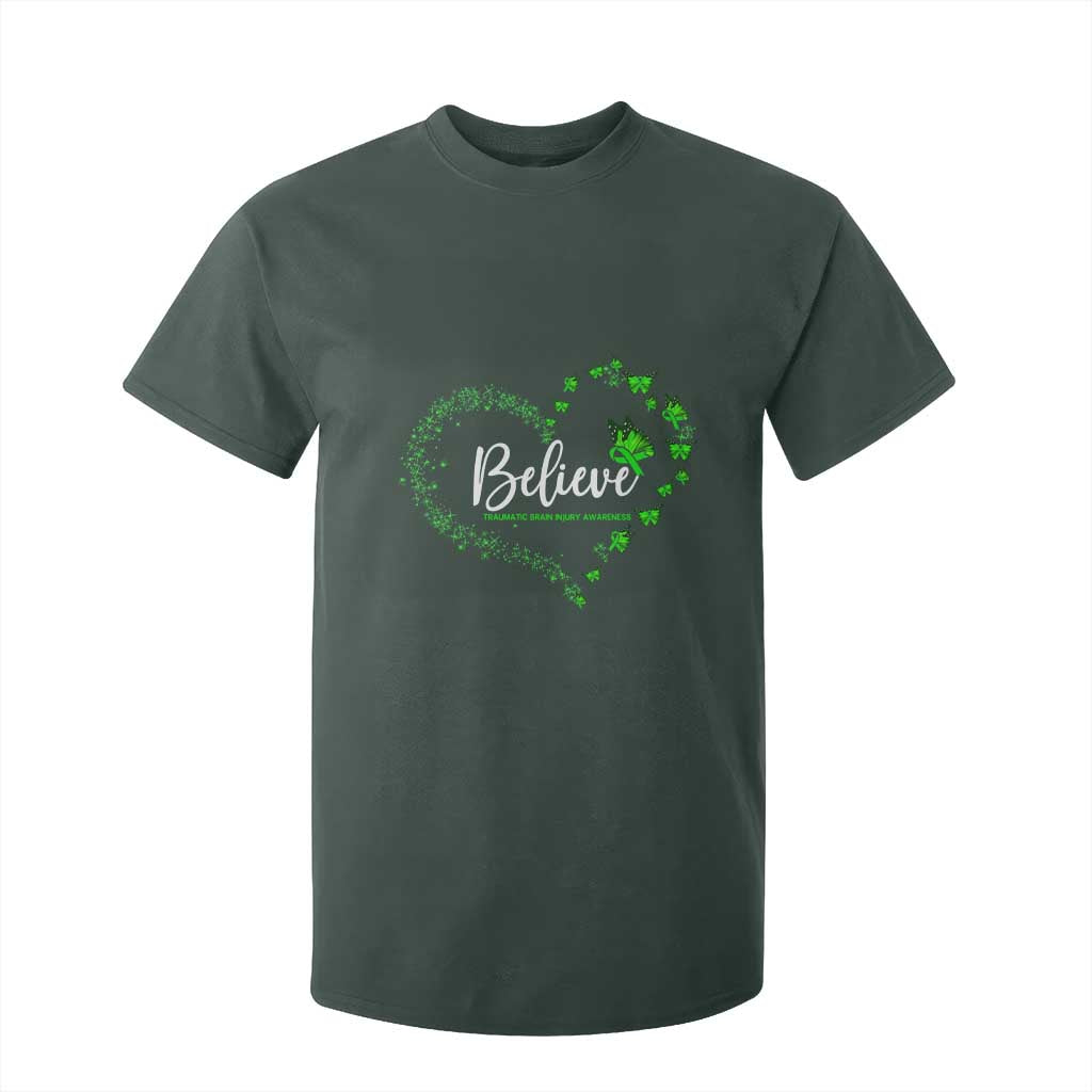 Traumatic Brain Injury Support T Shirt For Kid TBI Believe Butterflies