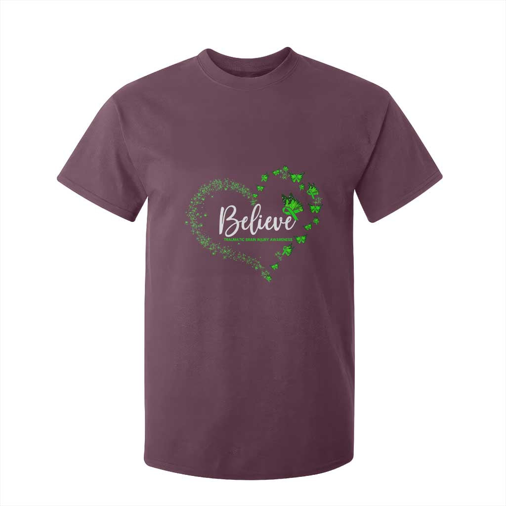 Traumatic Brain Injury Support T Shirt For Kid TBI Believe Butterflies