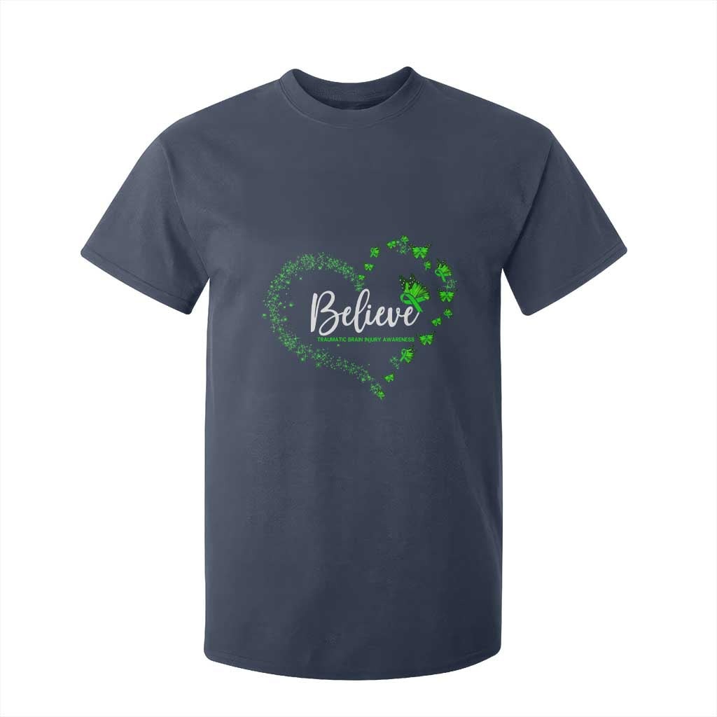 Traumatic Brain Injury Support T Shirt For Kid TBI Believe Butterflies
