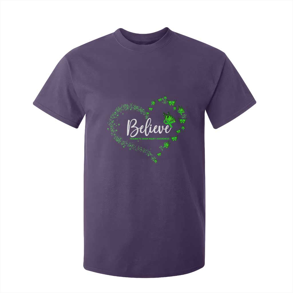 Traumatic Brain Injury Support T Shirt For Kid TBI Believe Butterflies