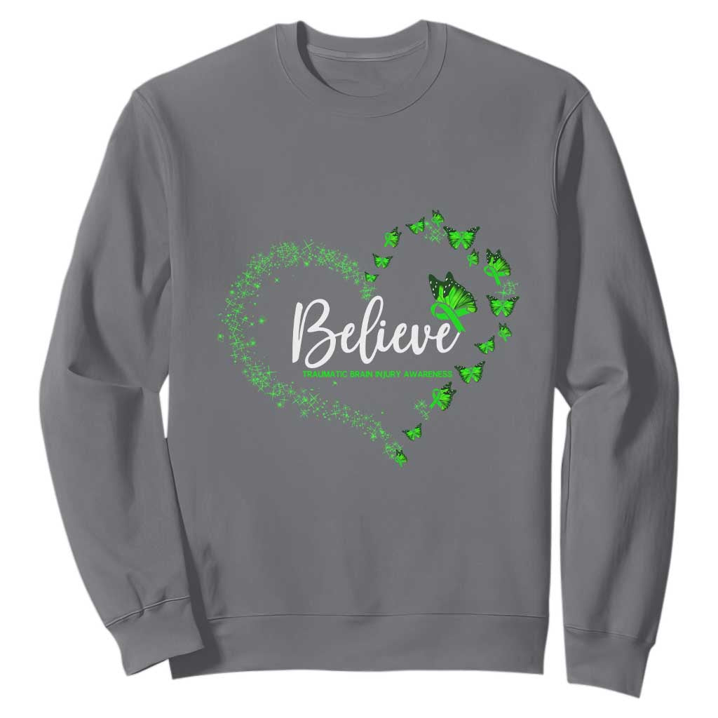 Traumatic Brain Injury Support Sweatshirt TBI Believe Butterflies