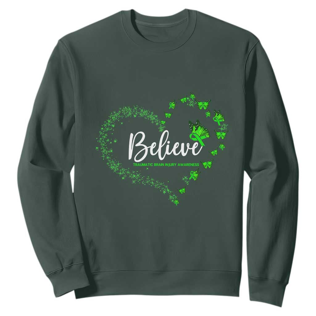 Traumatic Brain Injury Support Sweatshirt TBI Believe Butterflies