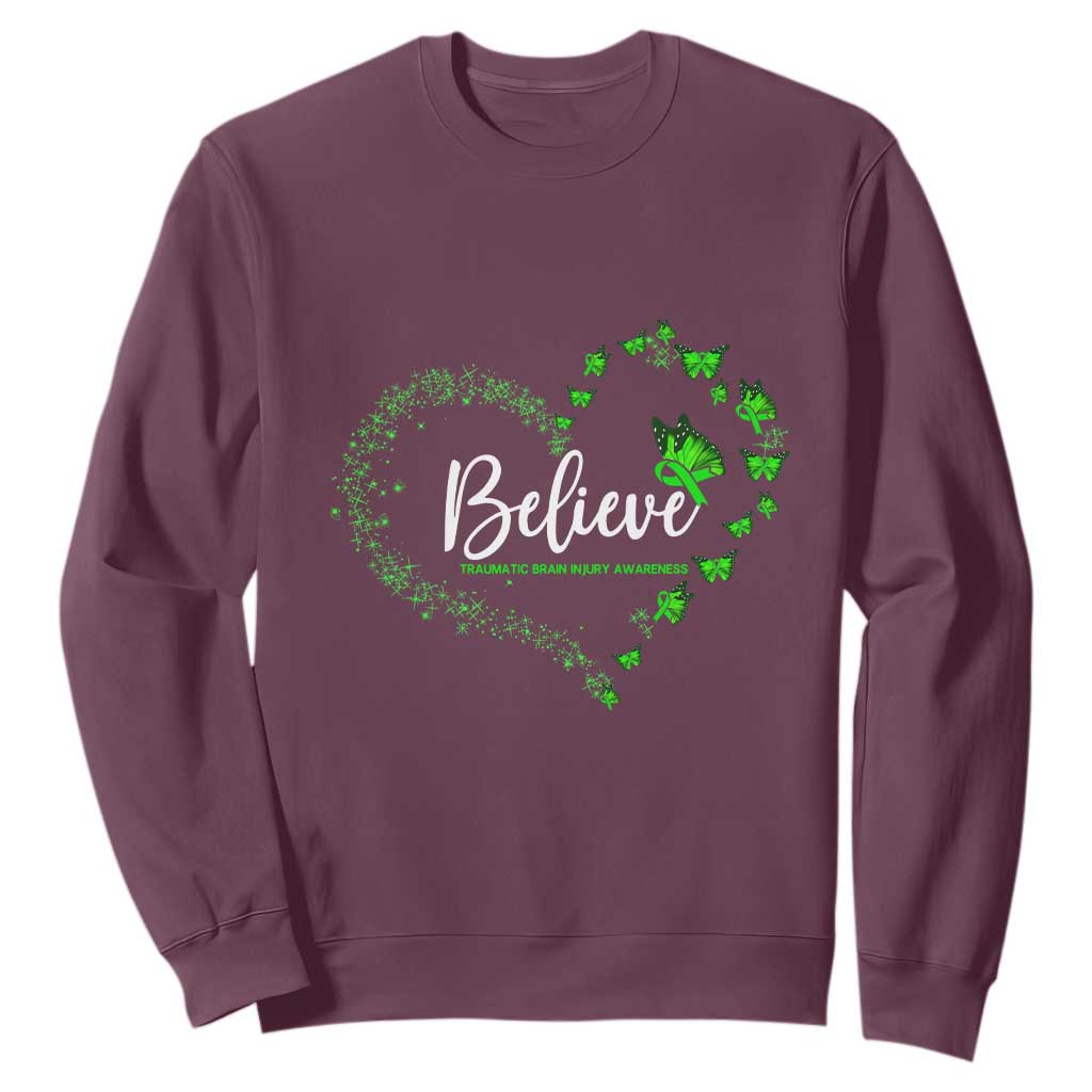 Traumatic Brain Injury Support Sweatshirt TBI Believe Butterflies