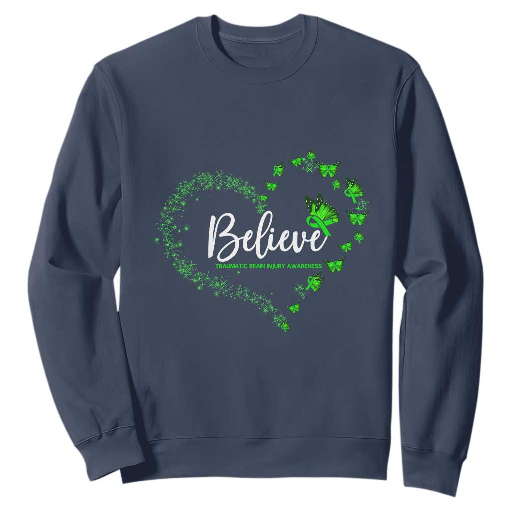 Traumatic Brain Injury Support Sweatshirt TBI Believe Butterflies