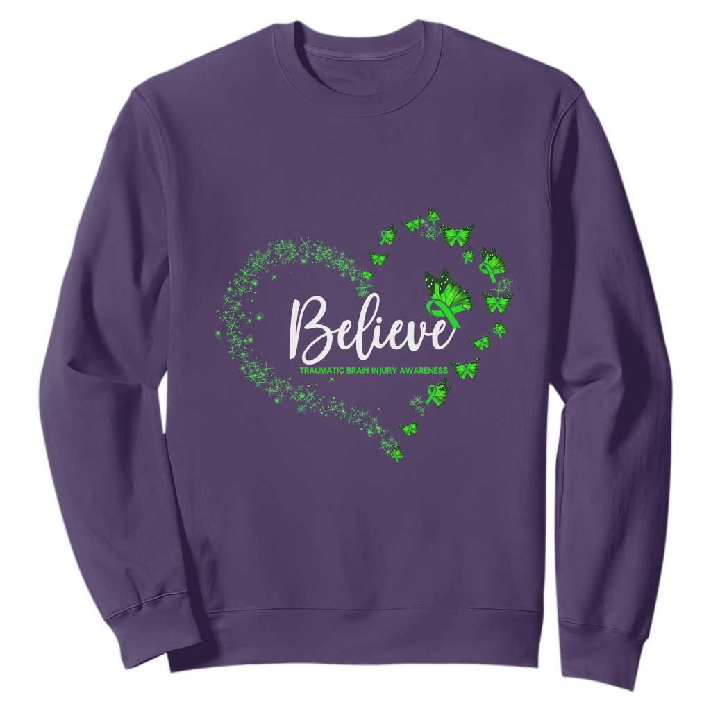 Traumatic Brain Injury Support Sweatshirt TBI Believe Butterflies
