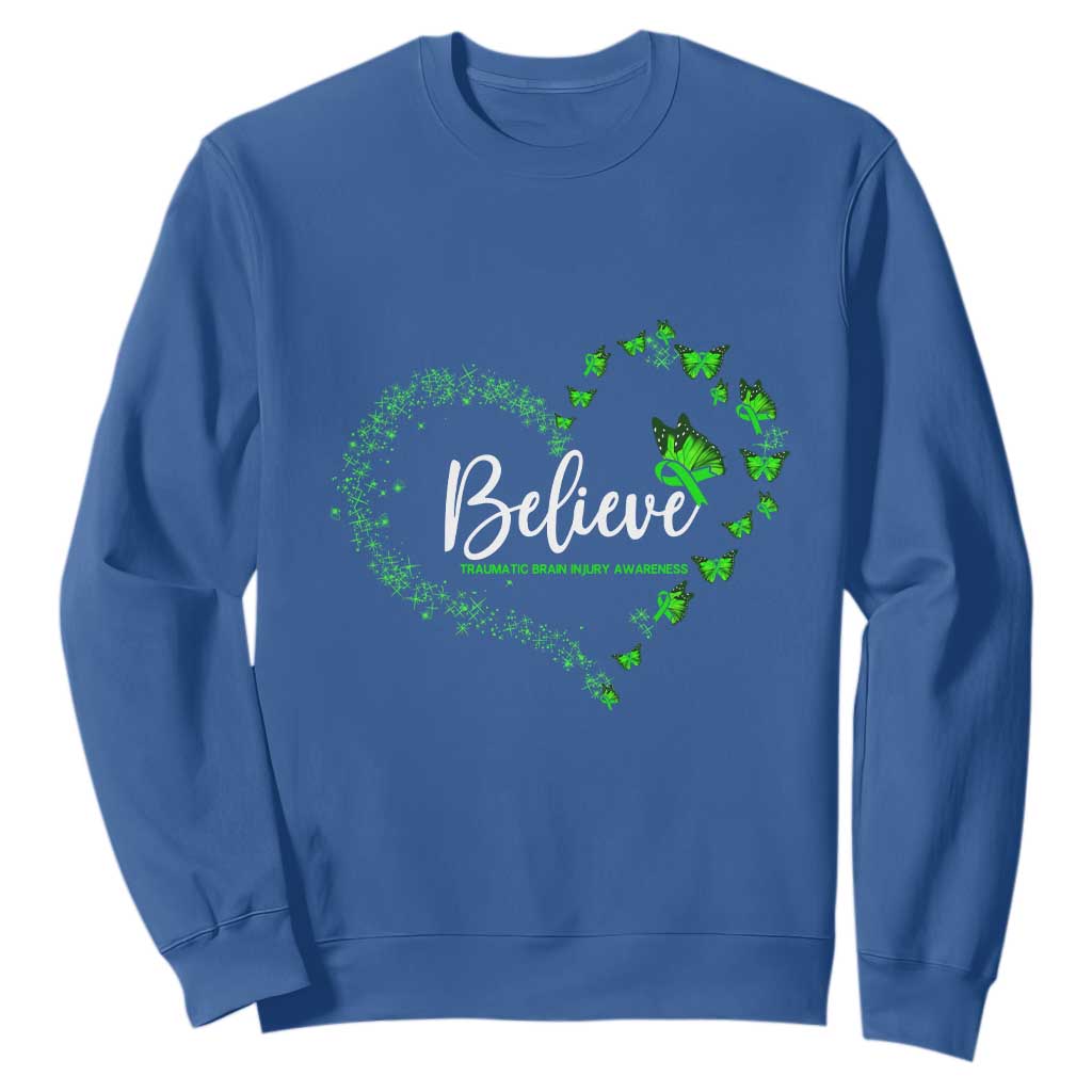 Traumatic Brain Injury Support Sweatshirt TBI Believe Butterflies
