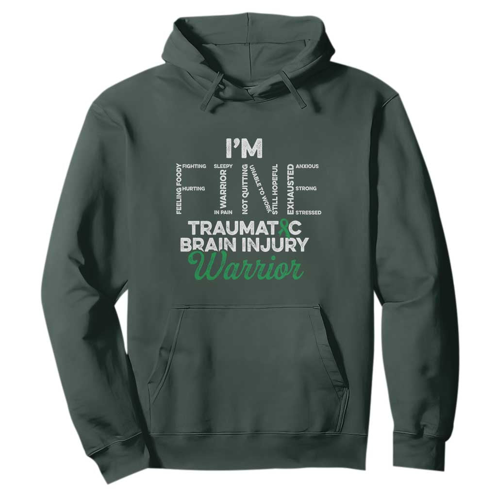 Traumatic Brain Injury Support Hoodie TBI Warrior I'm Fine