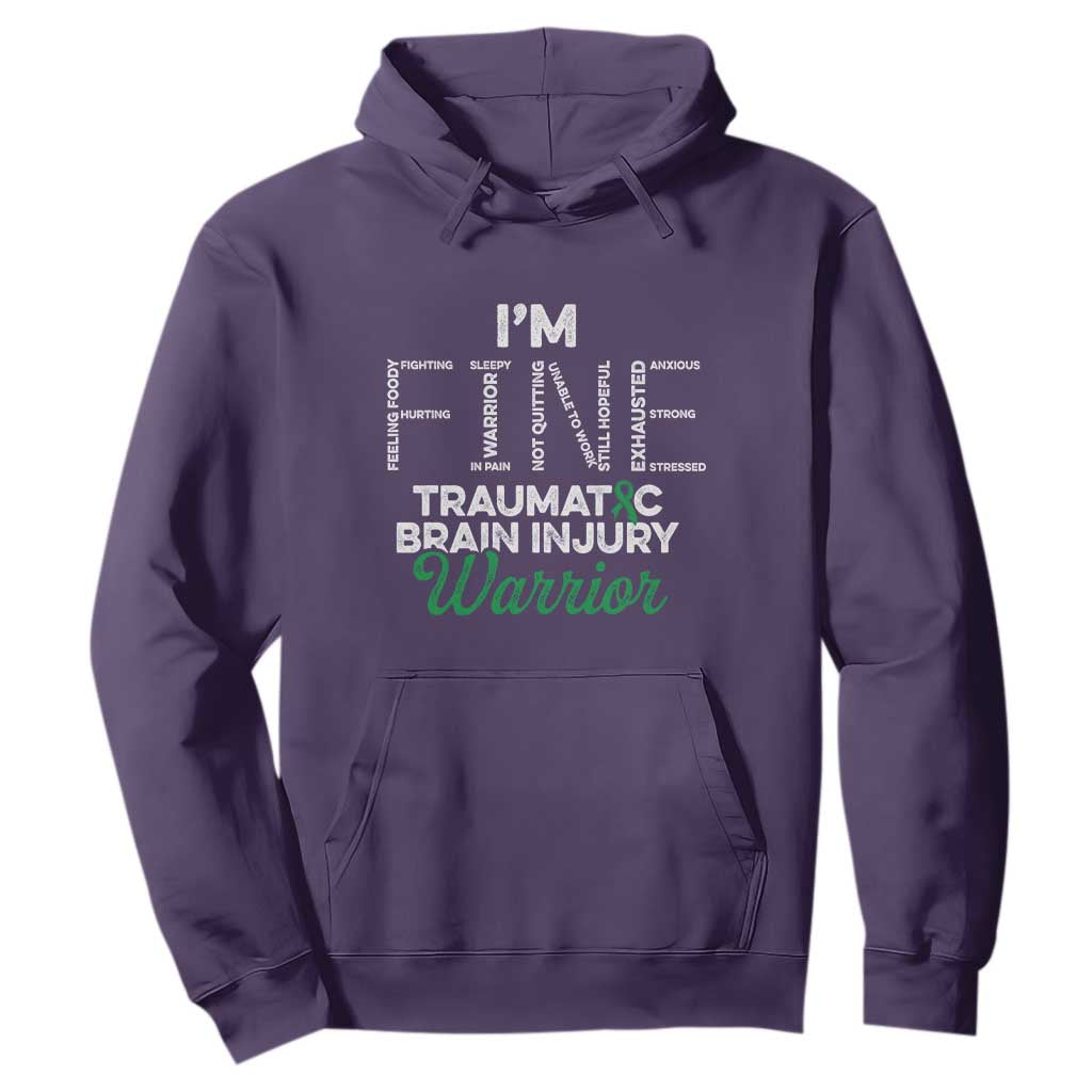 Traumatic Brain Injury Support Hoodie TBI Warrior I'm Fine