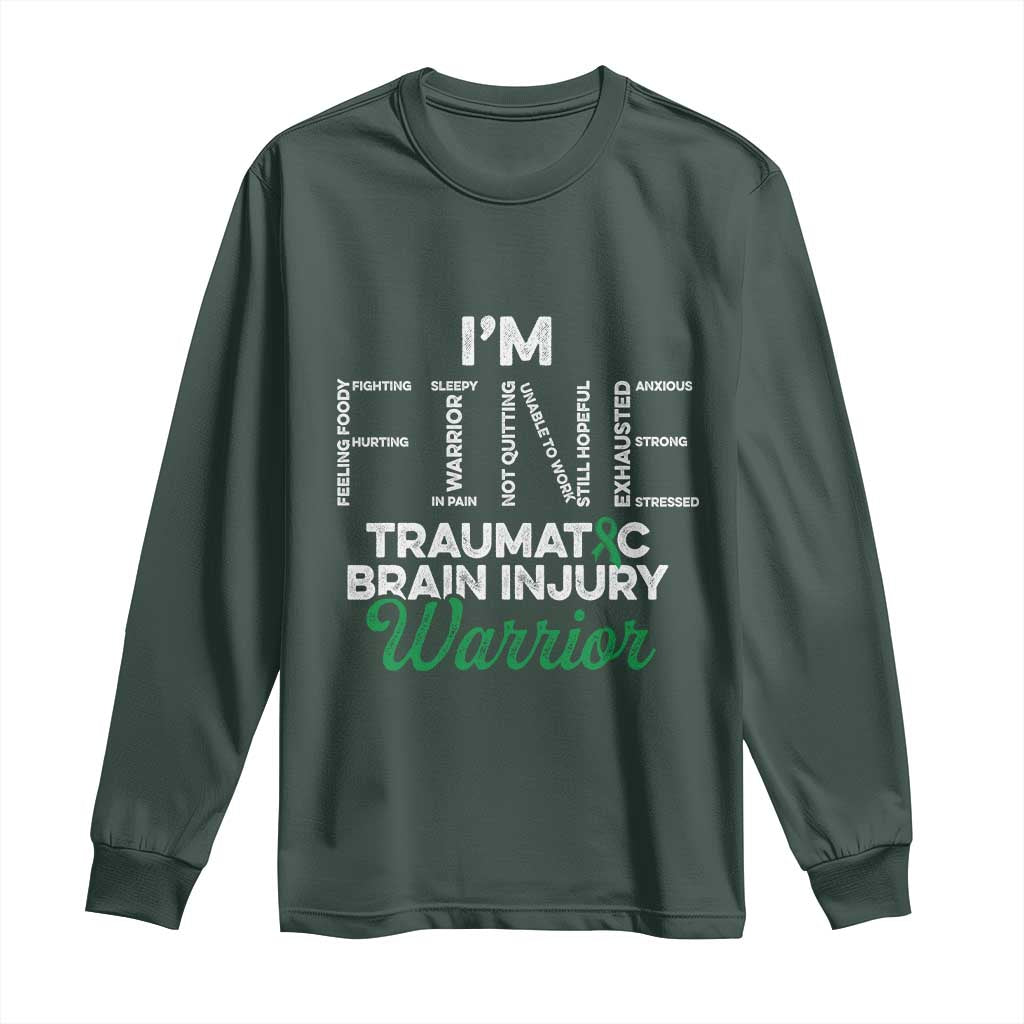 Traumatic Brain Injury Support Long Sleeve Shirt TBI Warrior I'm Fine