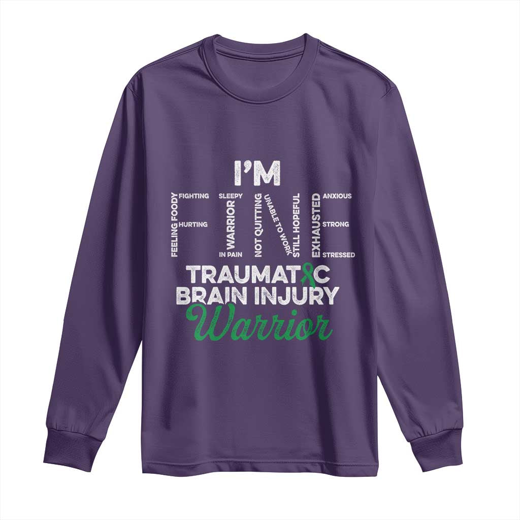 Traumatic Brain Injury Support Long Sleeve Shirt TBI Warrior I'm Fine